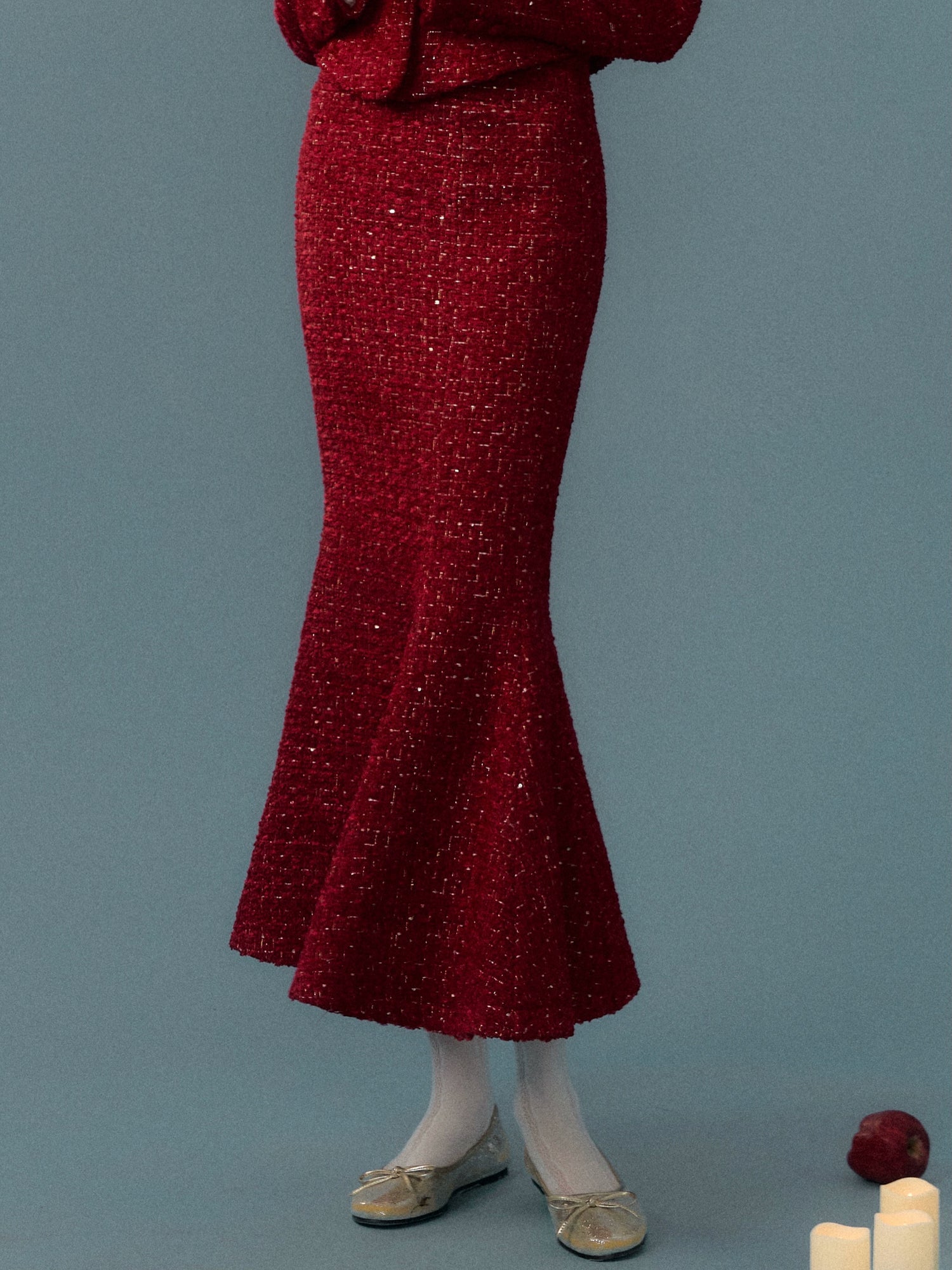 Woven Shag Retro Tweed Jacket & Short & Long Skirt