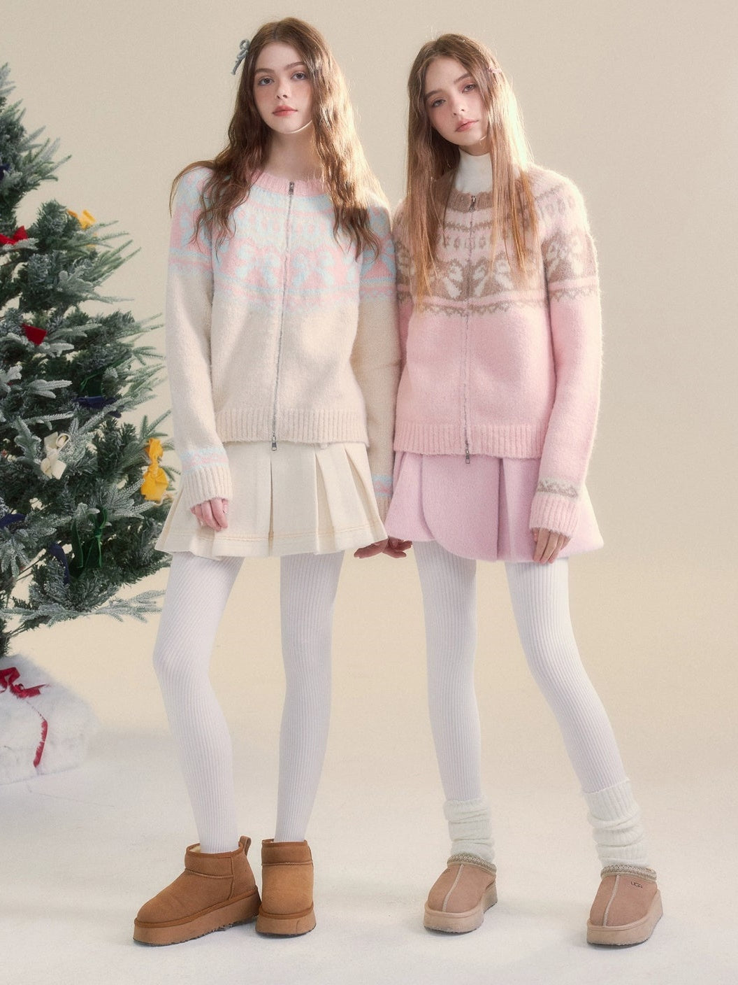 Retro Fair Isle Bow Textur Strickjacke Strickjacke