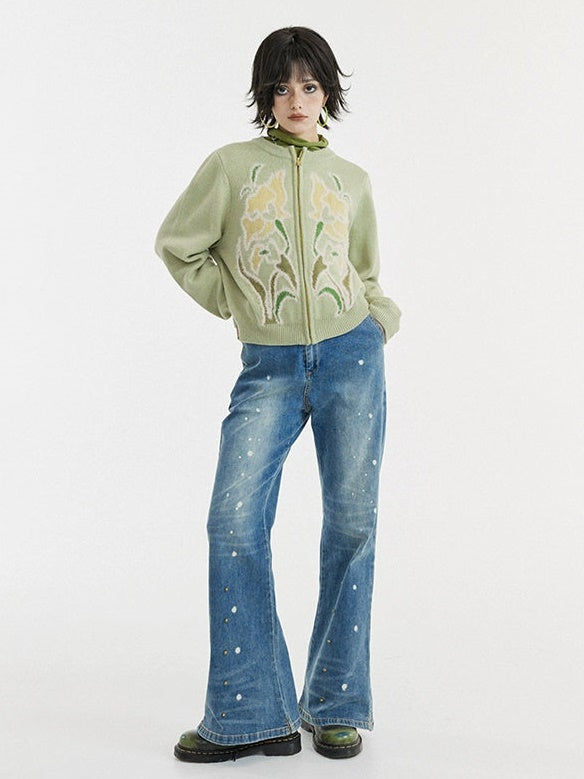 Cardigan jacquard lâche