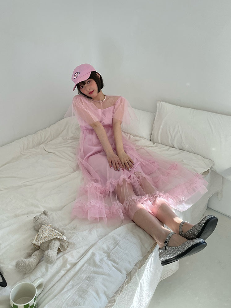 Mesh Backless Gurt Kleid & Hosenträger Einteiliger Setup