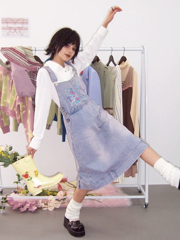 Slim Denim Strap Skirt