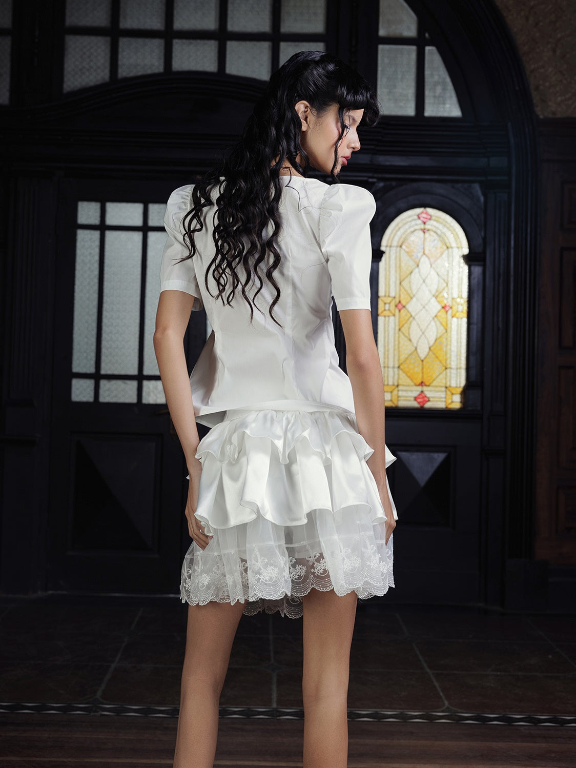 Blume kurzer Puffhemd