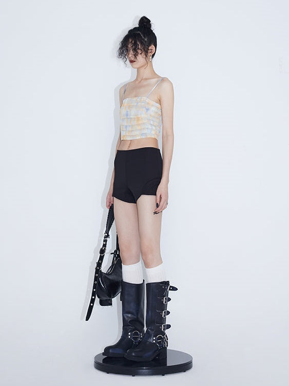 가역적 인 Colorfer 주름 짧은 카미솔