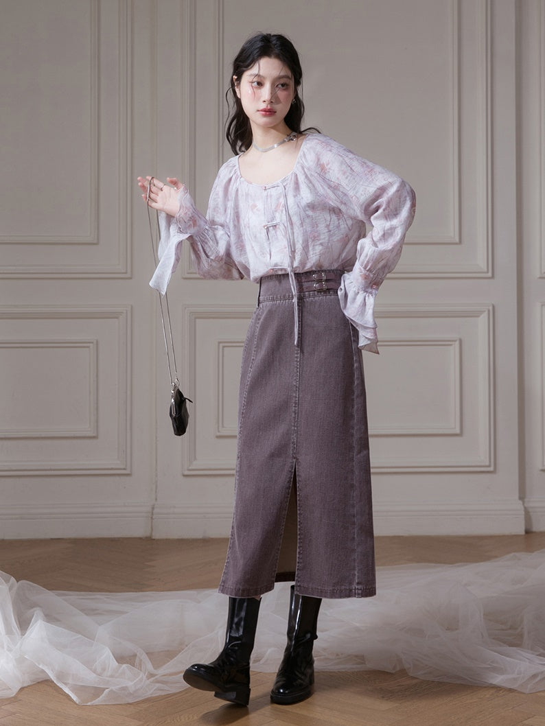 Chinese Floral Bell Sleeve Shirt