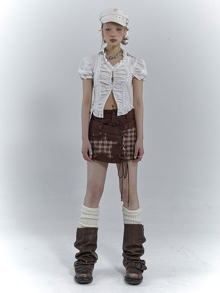 M manche à manches bouffantes en V