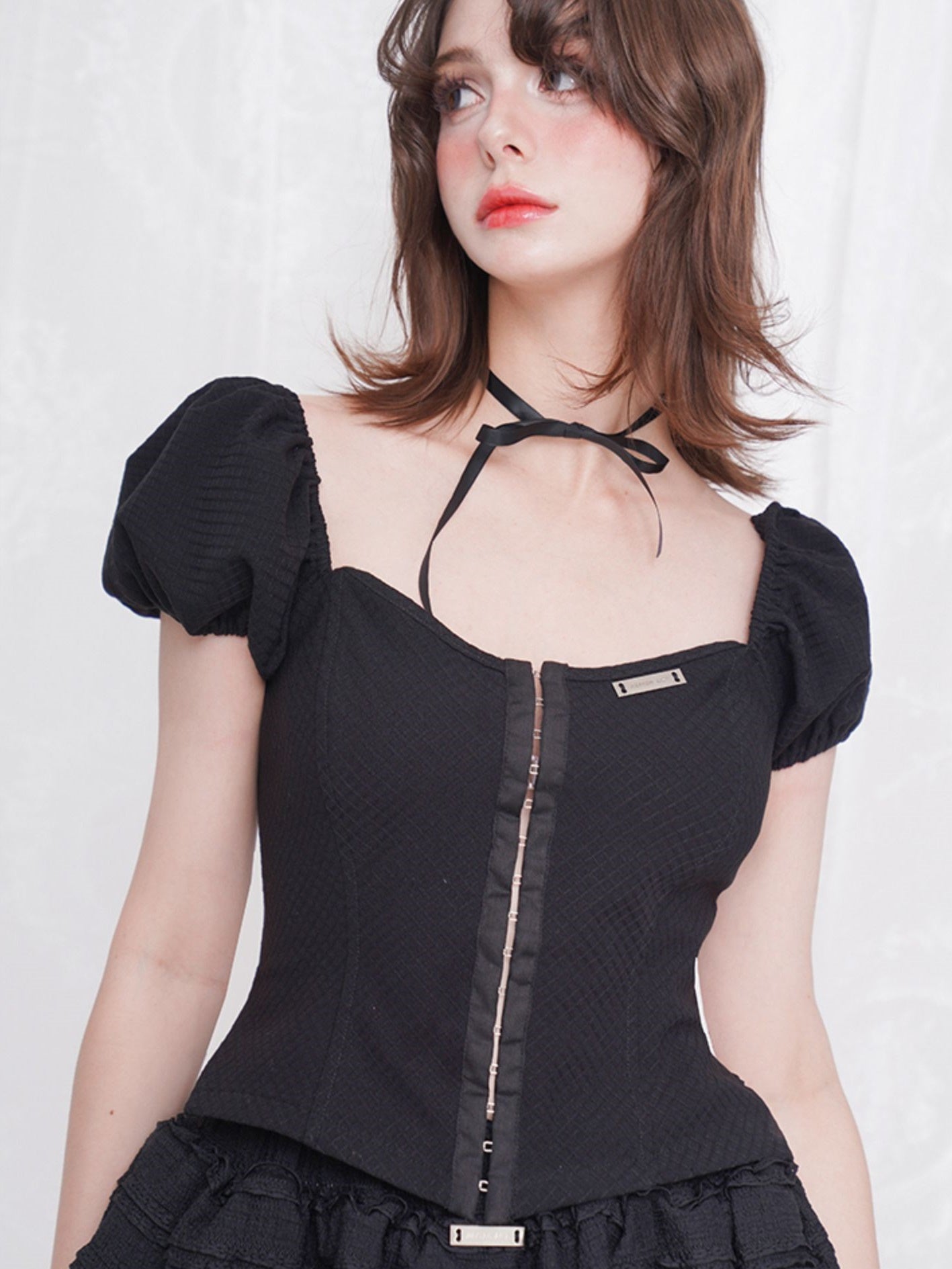 Knitted Sling Cake One-piece & Corset Top Set-up