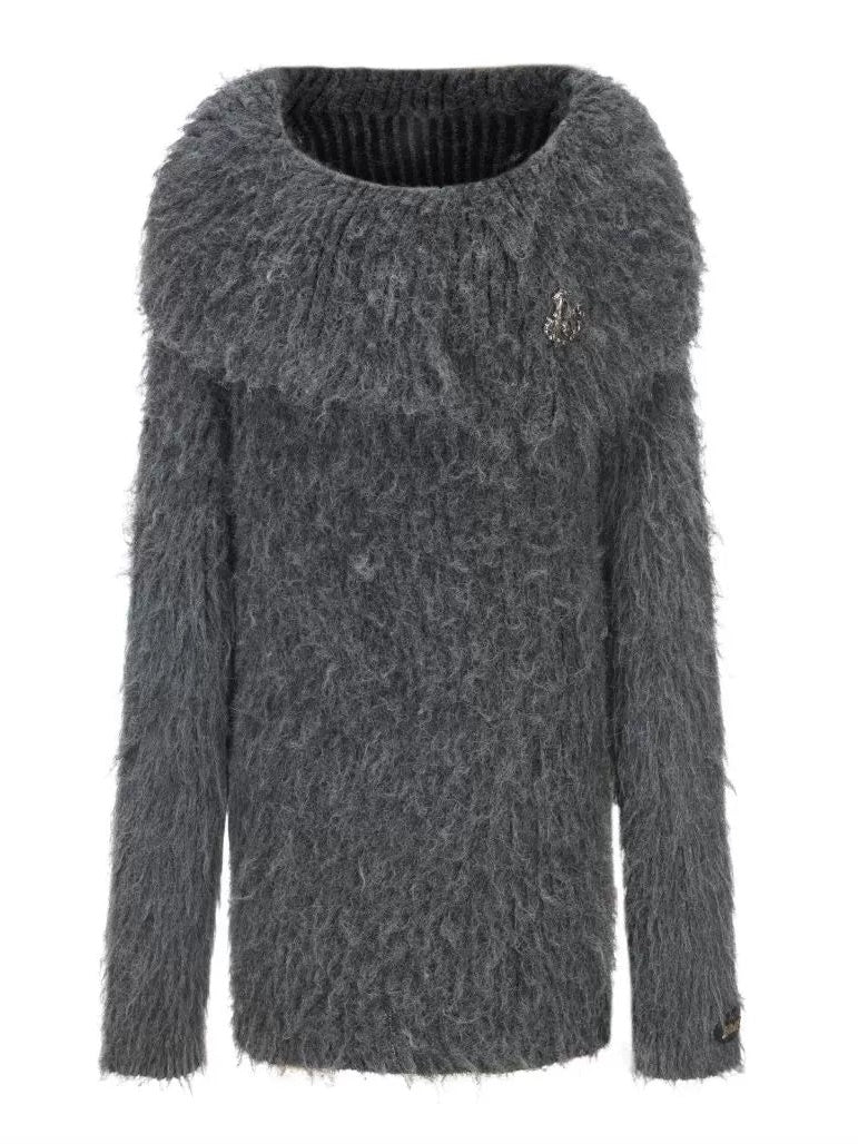 One-Shoulder-dicker Rüschenstrick