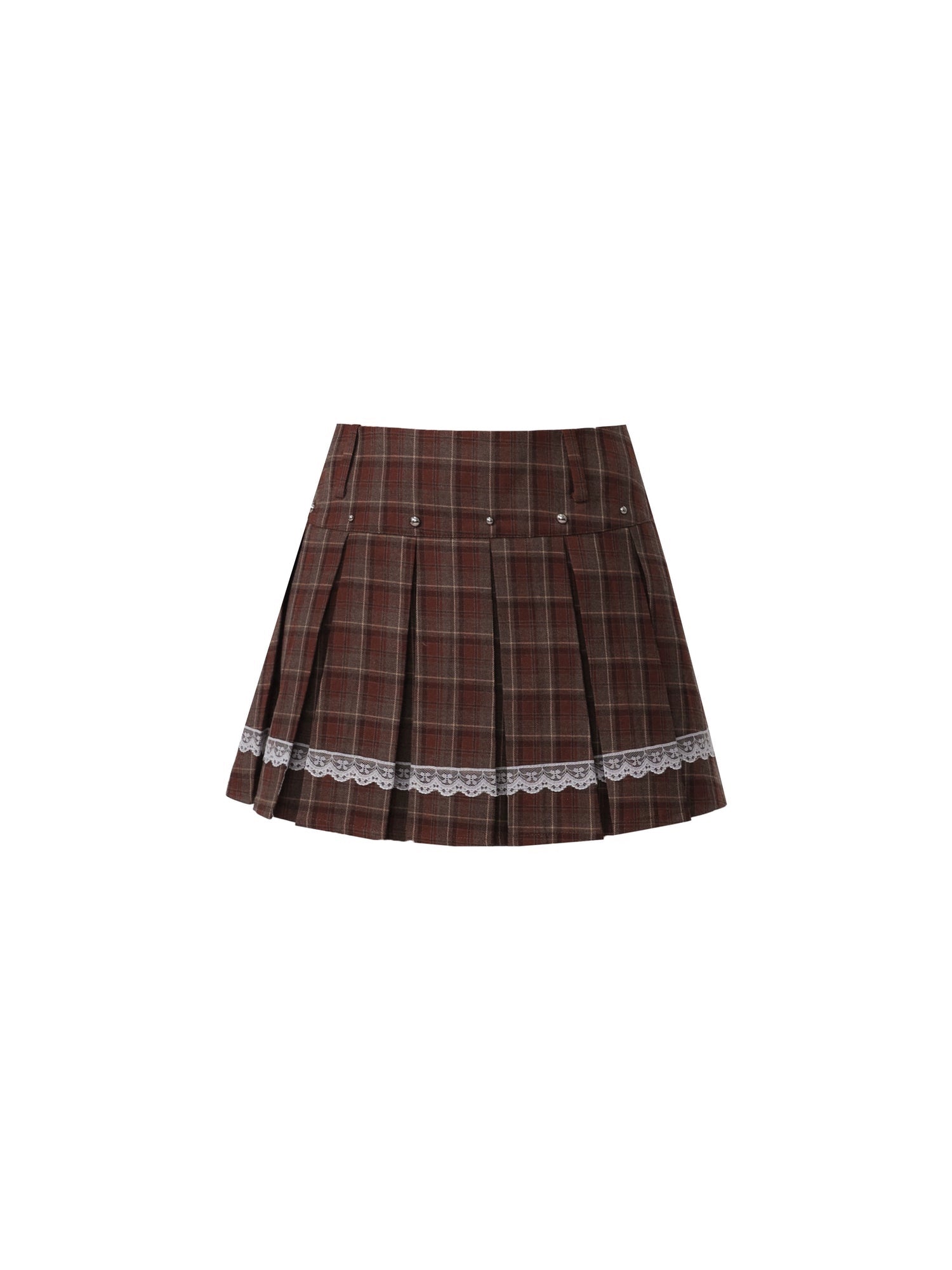 Retro Plaid Tube Top & College Style Pleated Skirt