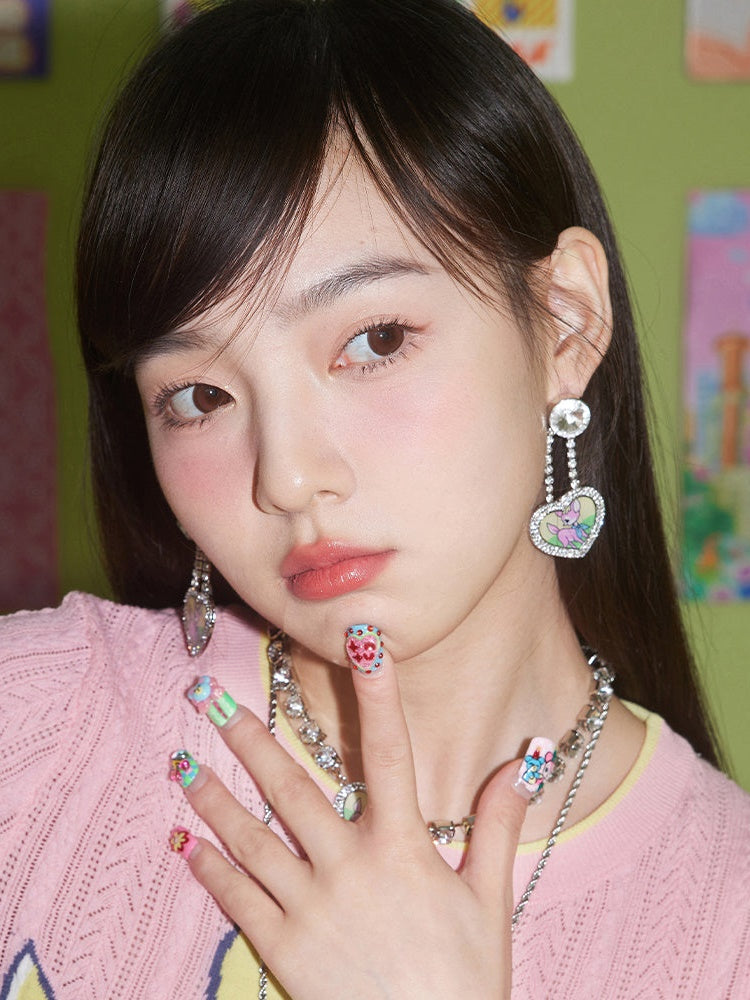 만화 사슴 귀여운 stdded 라인톤 귀걸이 및 피어스 & 목걸이