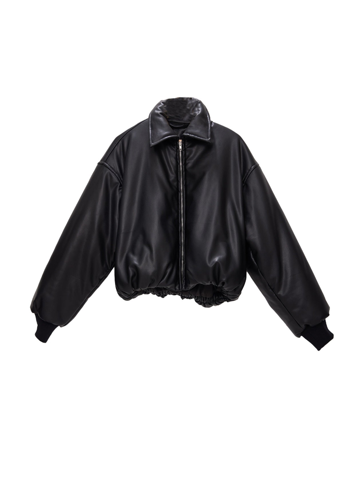 패딩 된 짧은 가죽 자켓