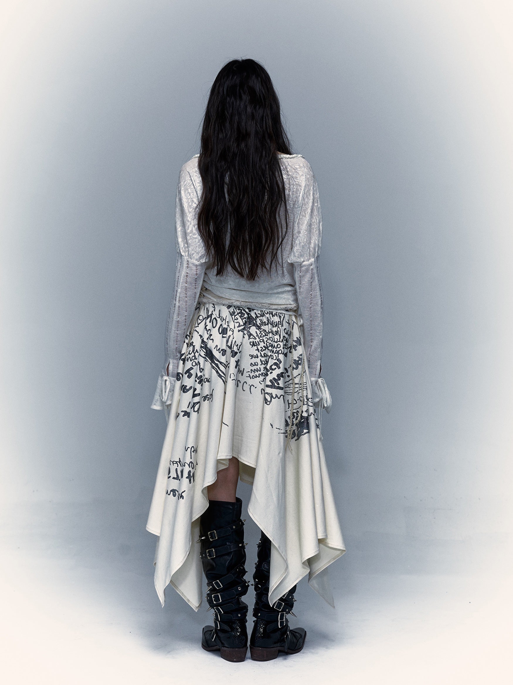 Print 2way Bare-top Belted Skirt