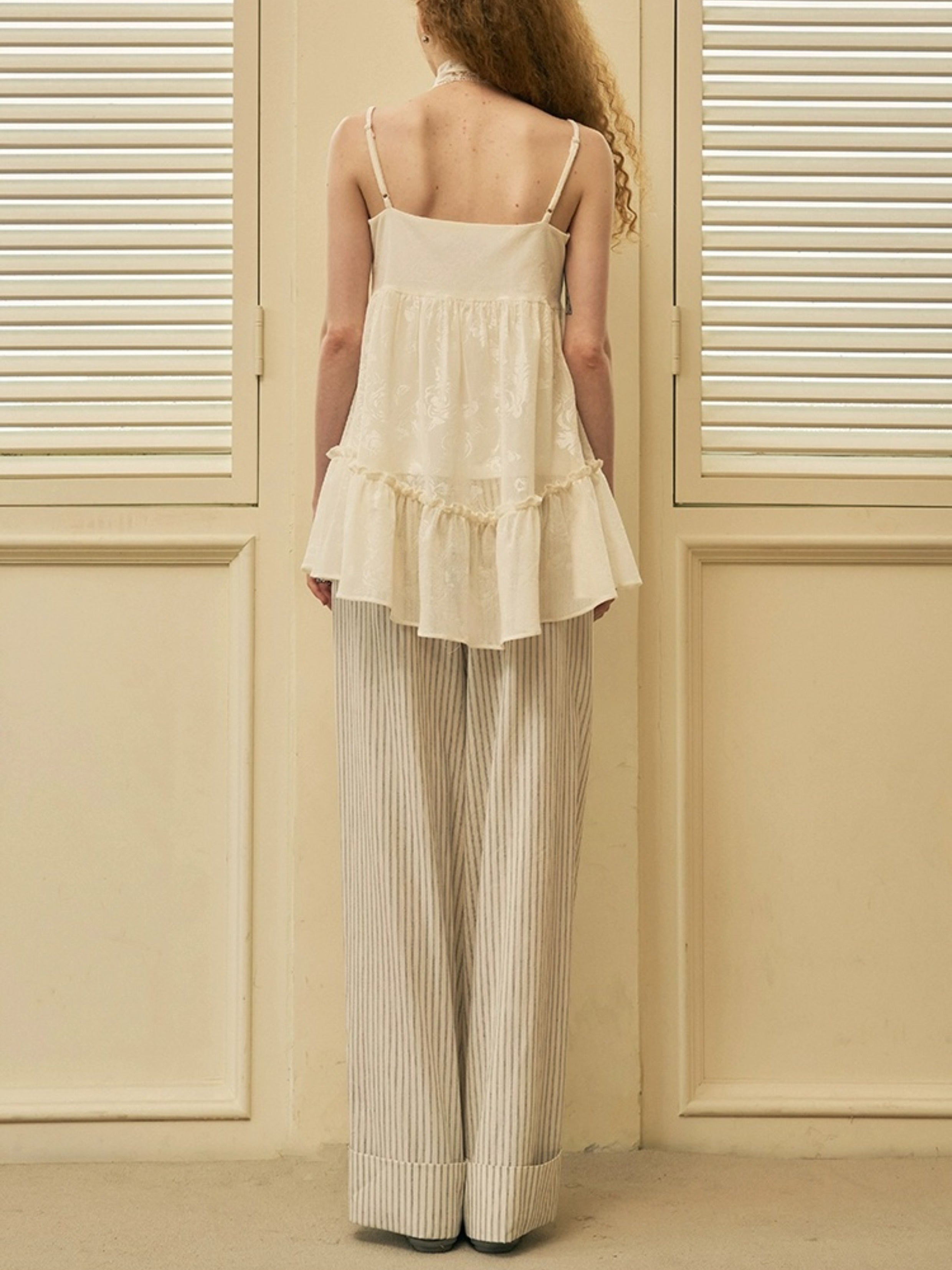 Striped Straight Wide-leg Pants