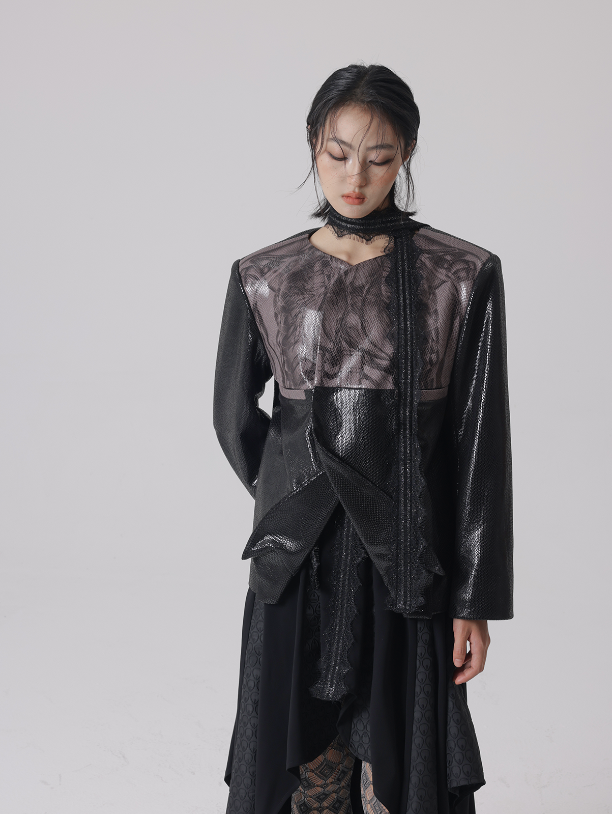 Shoulder Pads Leather Jacket