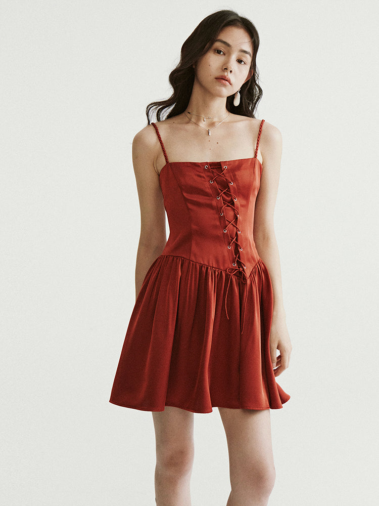 Woven Slanted Placket Dress
