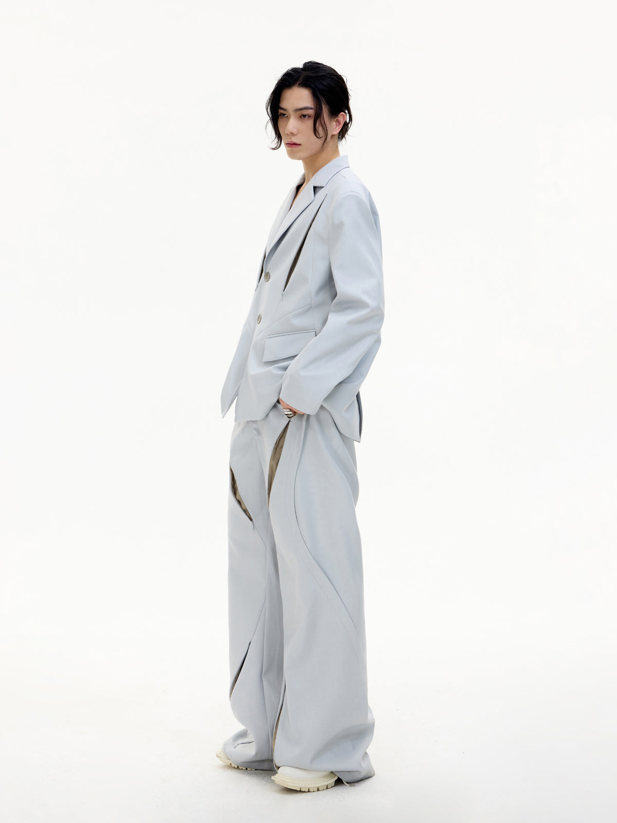 Hollow Flared Silhouette Wide-leg Pants & Hollow Design Jacket