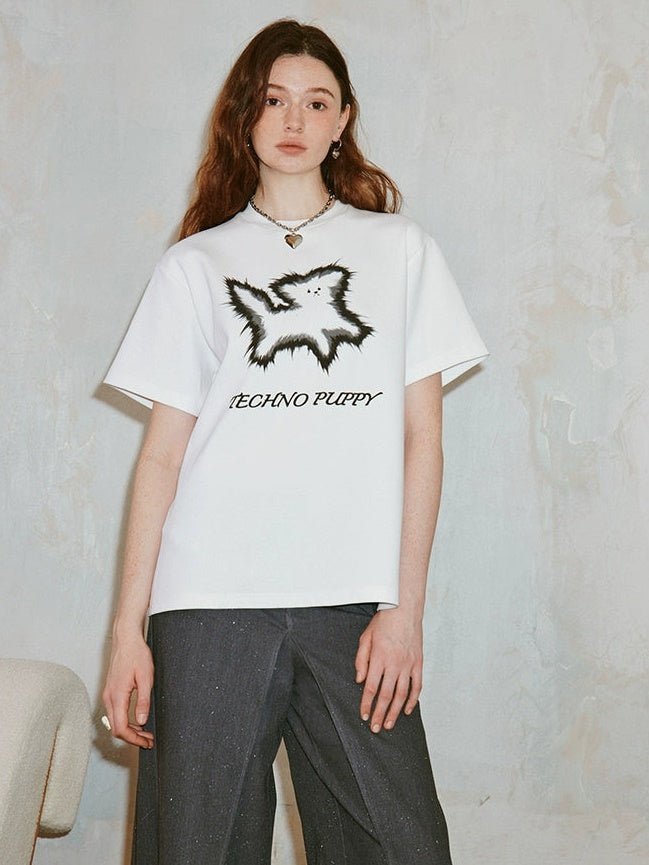 Electronic Explosive Puppy Print T-shirt