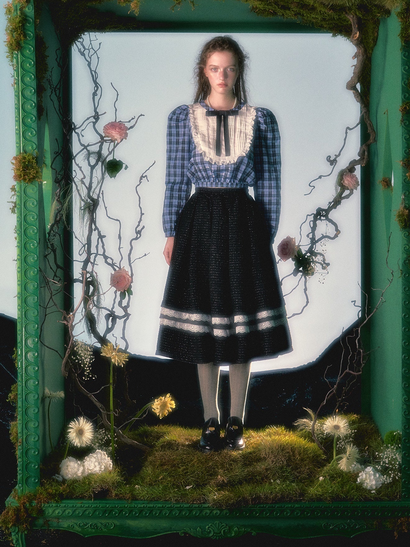 Irregular Lace Hem Jacket & Flare Pleated Skirt