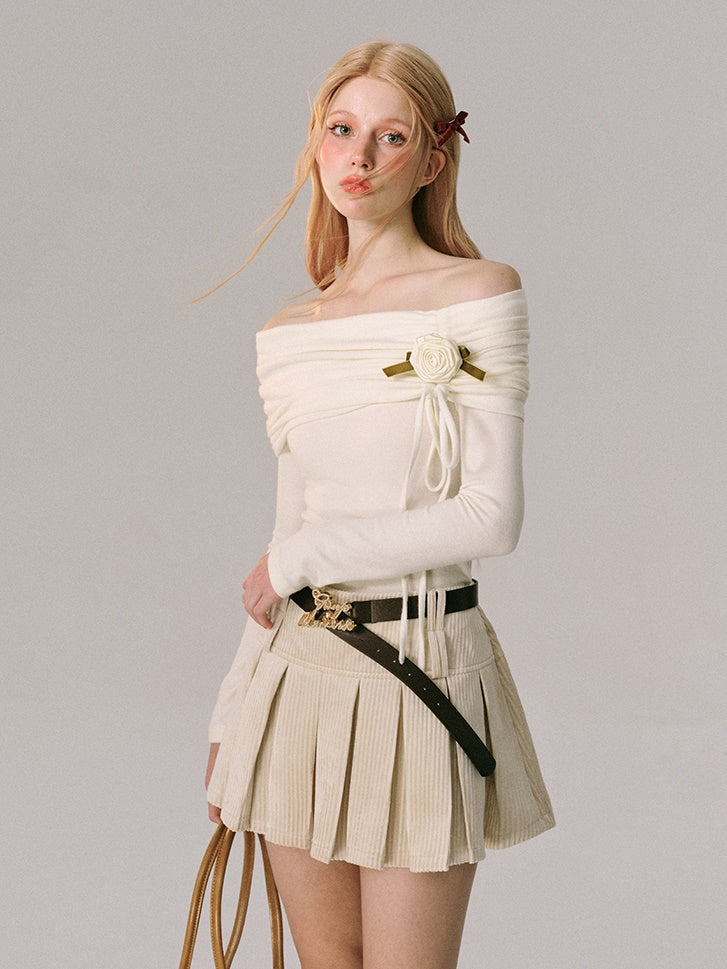 Off-Shoulder Slim-Fit-Langarm-Top