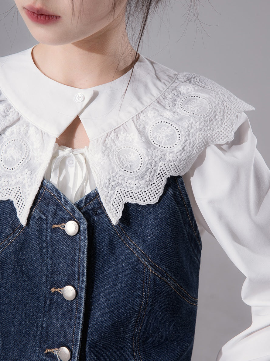 Dekorationskragen Spitzenstichhemd