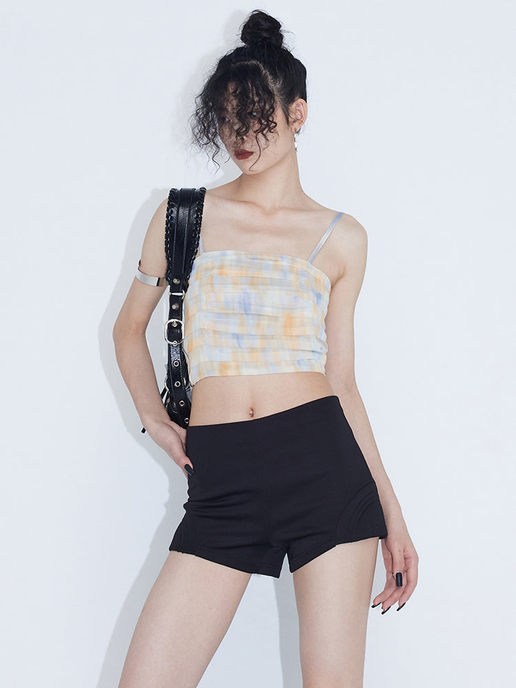 가역적 인 Colorfer 주름 짧은 카미솔