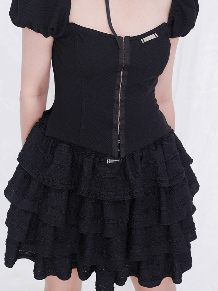 Knitted Sling Cake One-piece & Corset Top Set-up