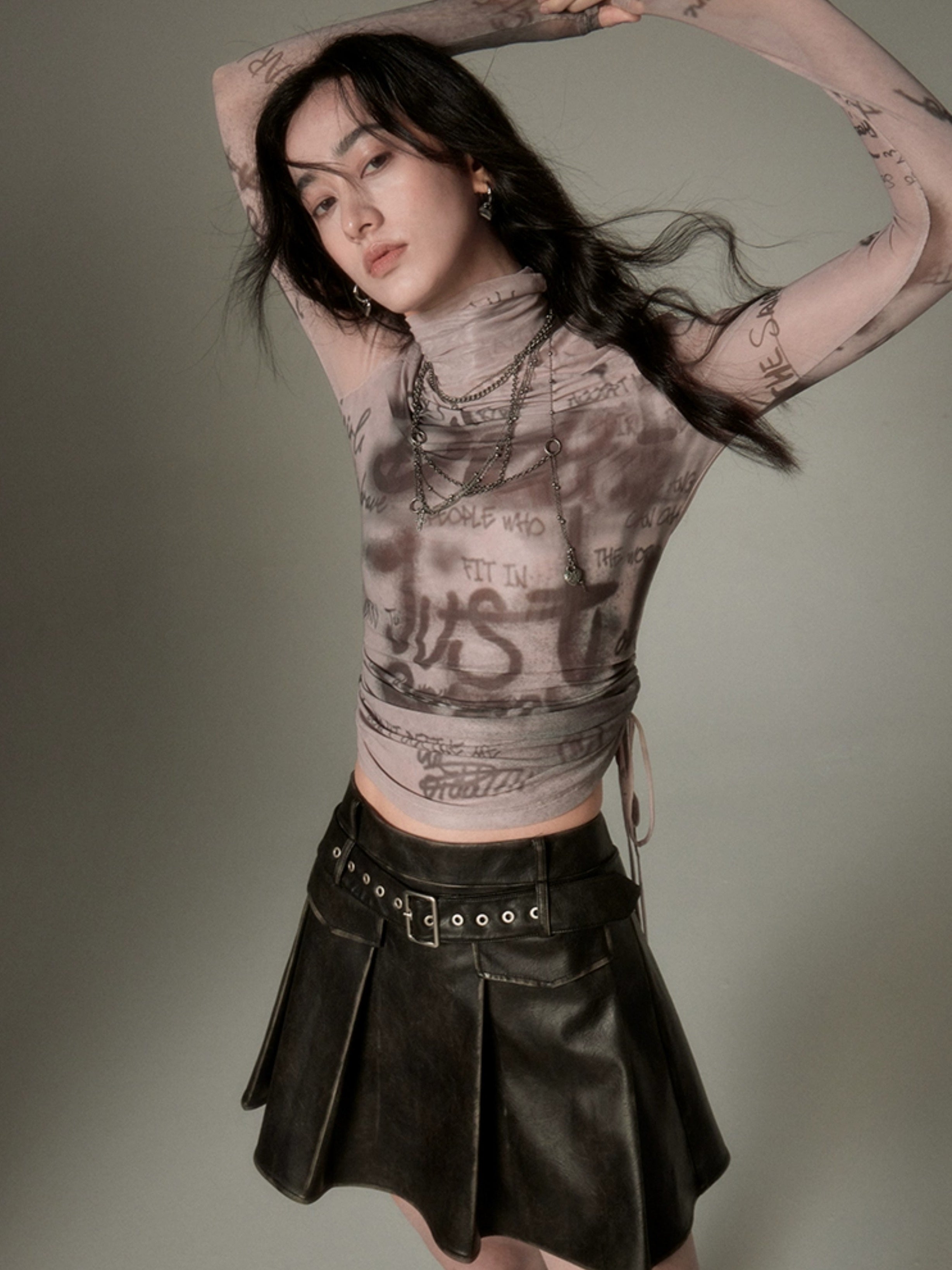 Lettre imprimée cutané vêtements haut de botting à collier