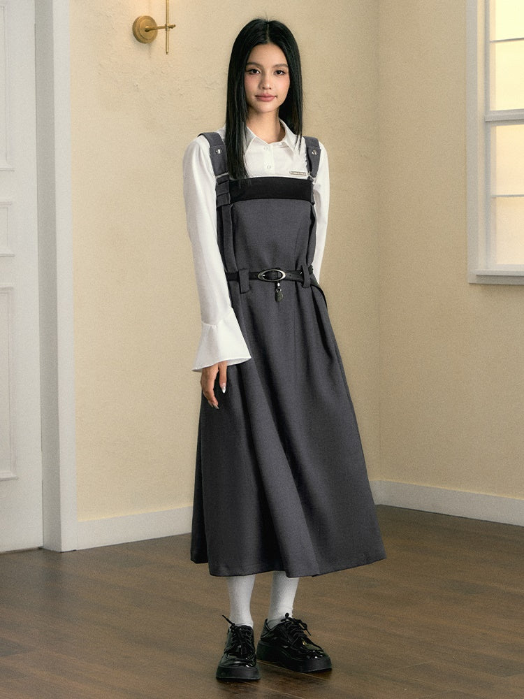 Color Contrast Adjustable Strap Skirt