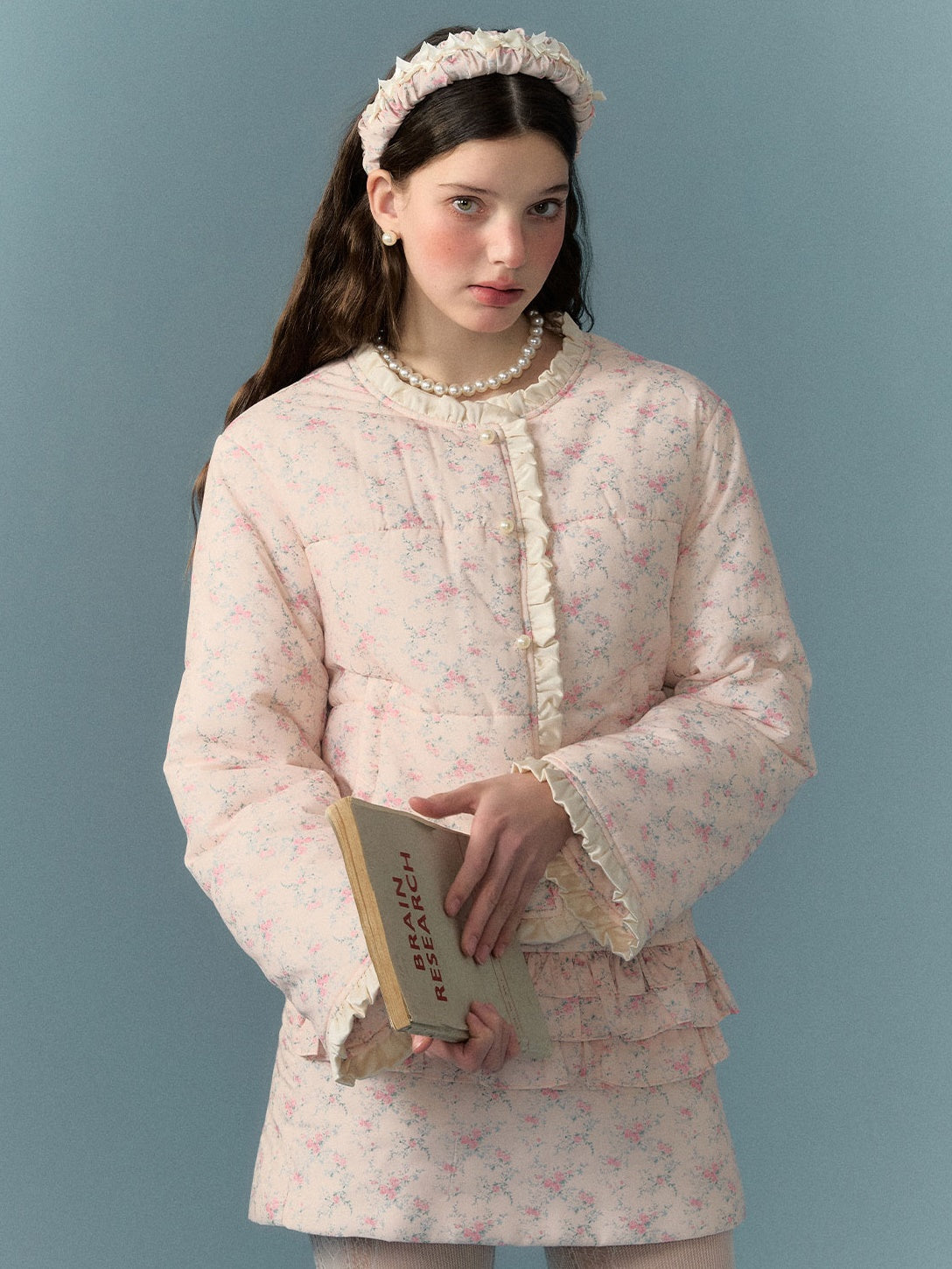 Blumenspleißen Frill No-Collar Jacket & A-Line Minirock