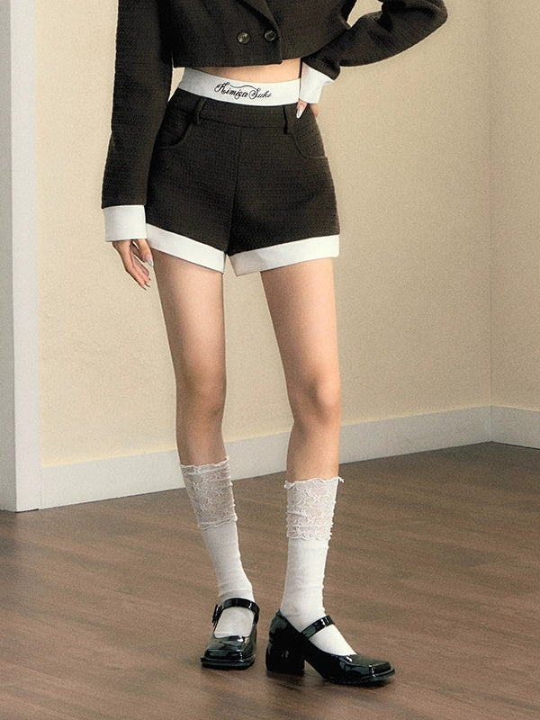 Tweed Style Short Jacket & A-Line Shorts