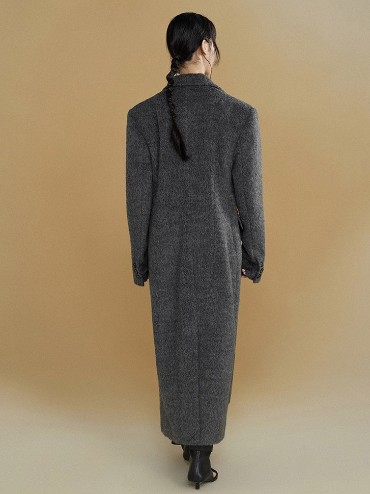 Wide Shoulder One Button Long Coat