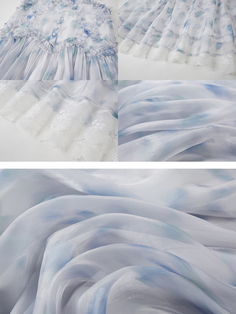 Drucken von Hosenträgern langes Kleid