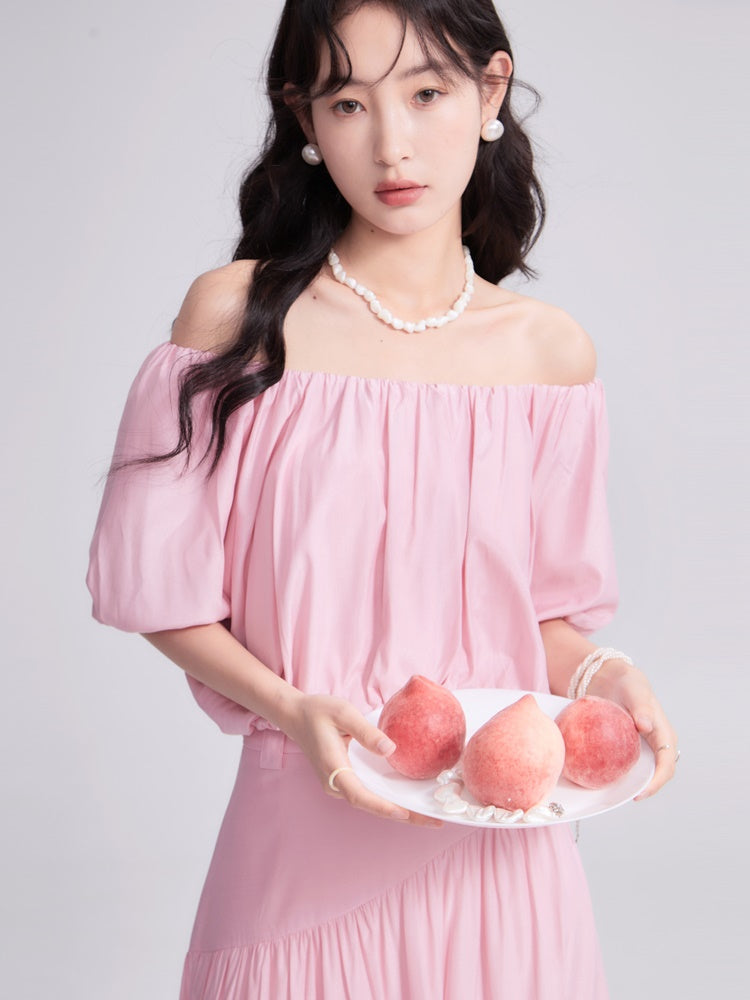 Lose Shirring Short Top & Shirring Split Rock