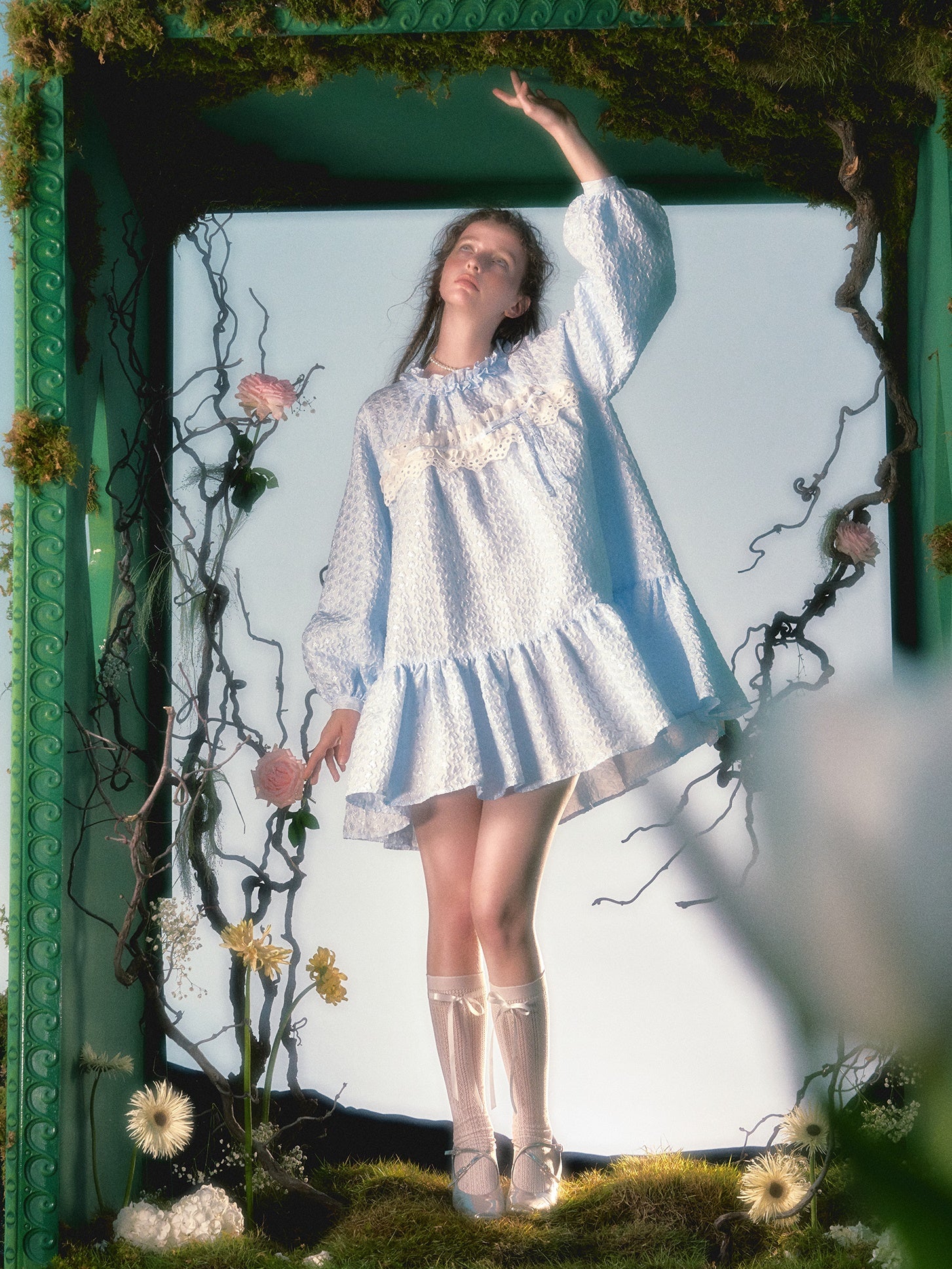 꽃 레이스 장식 활로 느슨한 베이비 드레스