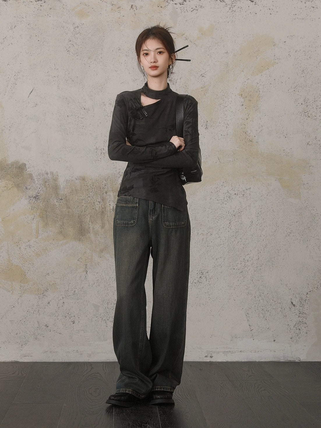 복고풍 고민 틈새 디자인 청바지