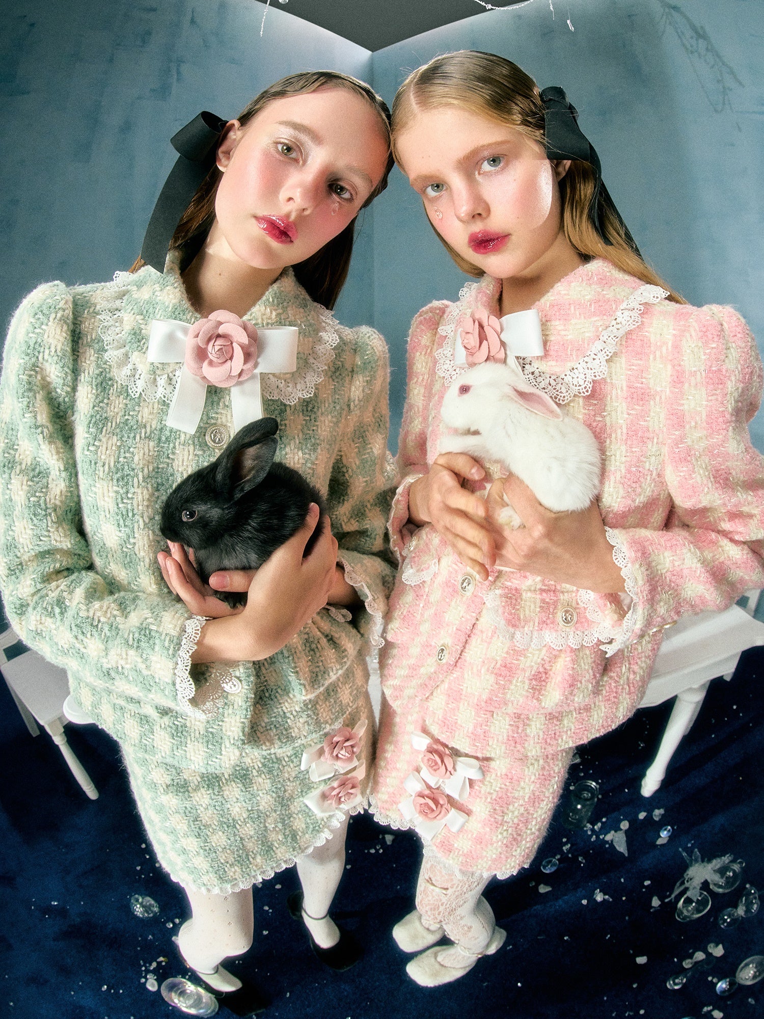 Plaid Bow Flower Brosche Spee Paded Short Jacket & Rock