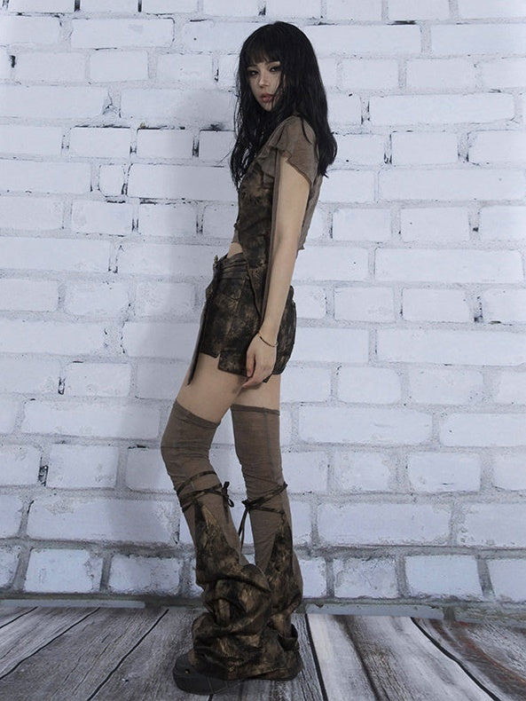 Smudge Print Hot Pants & Long Leg Cover