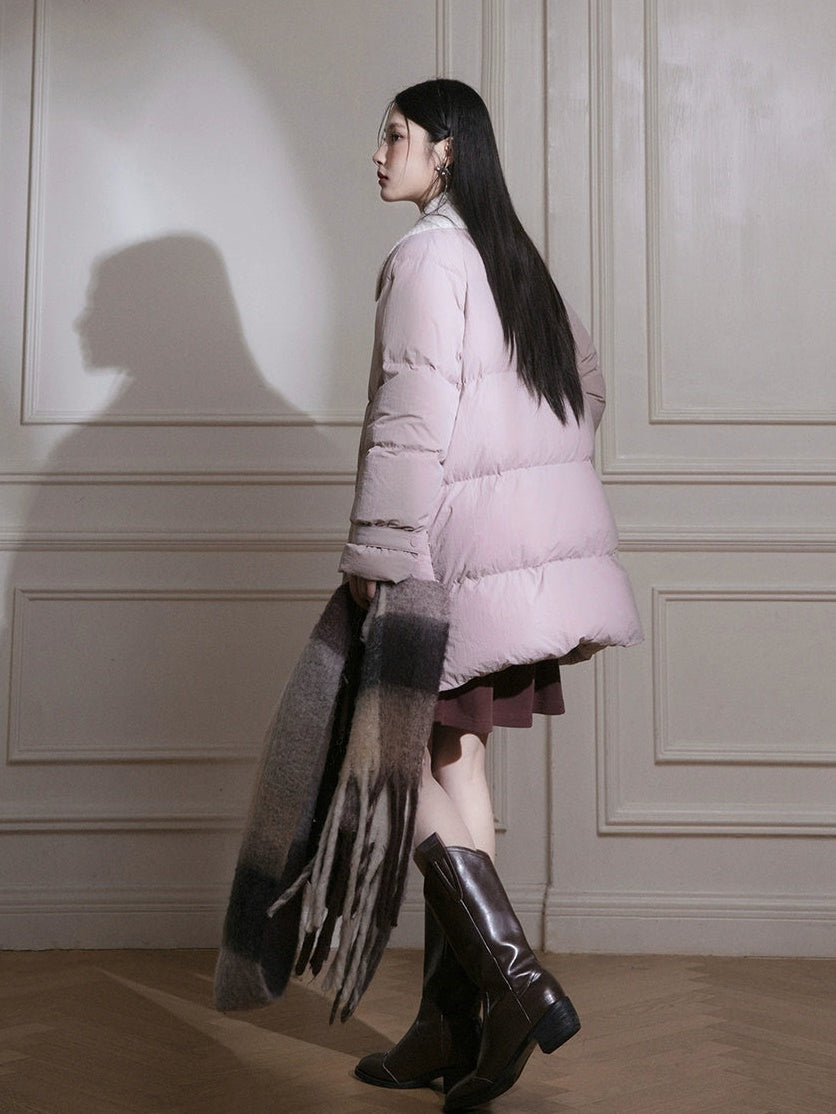 큰 옷깃 다운 재킷