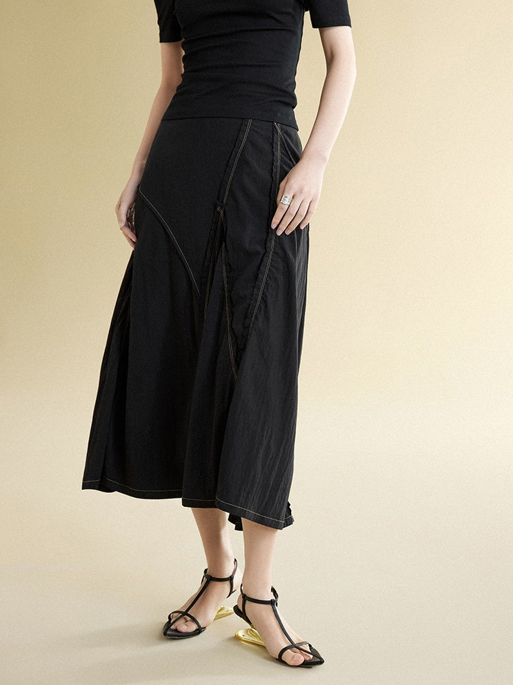 Raw Edge Split Skirt