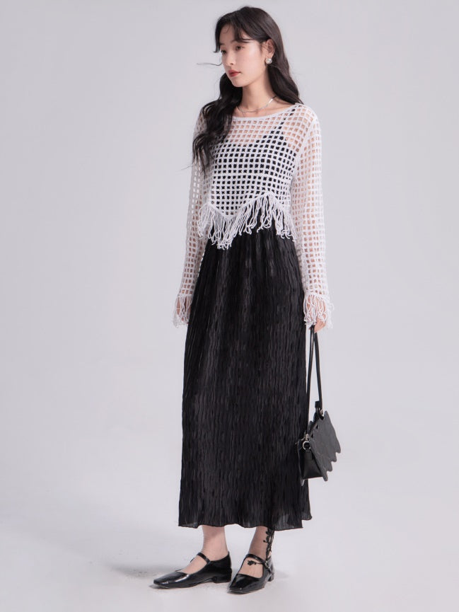 Pleated Slightly A-line Elastic Skirt