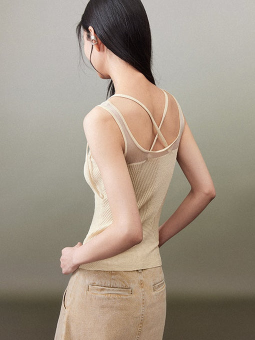 Knitted Stitching Strap Tank Top