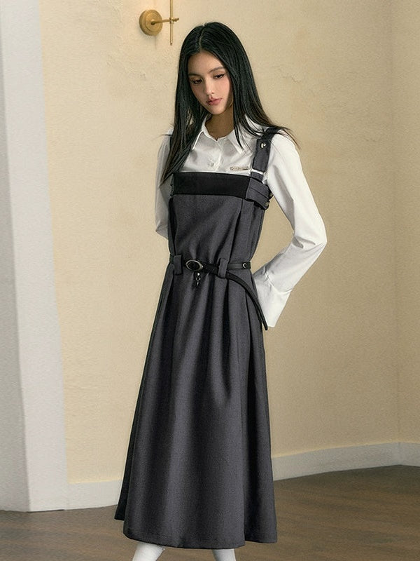 Color Contrast Adjustable Strap Skirt