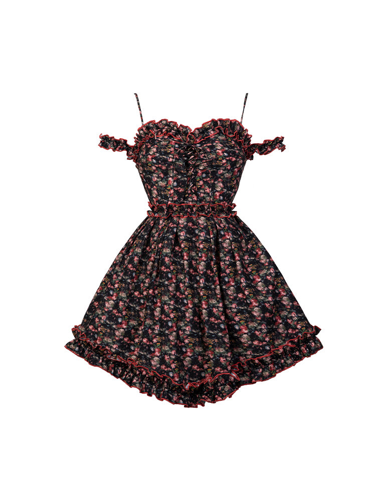 Blume Off-Shouder Retro ein Stück Retro