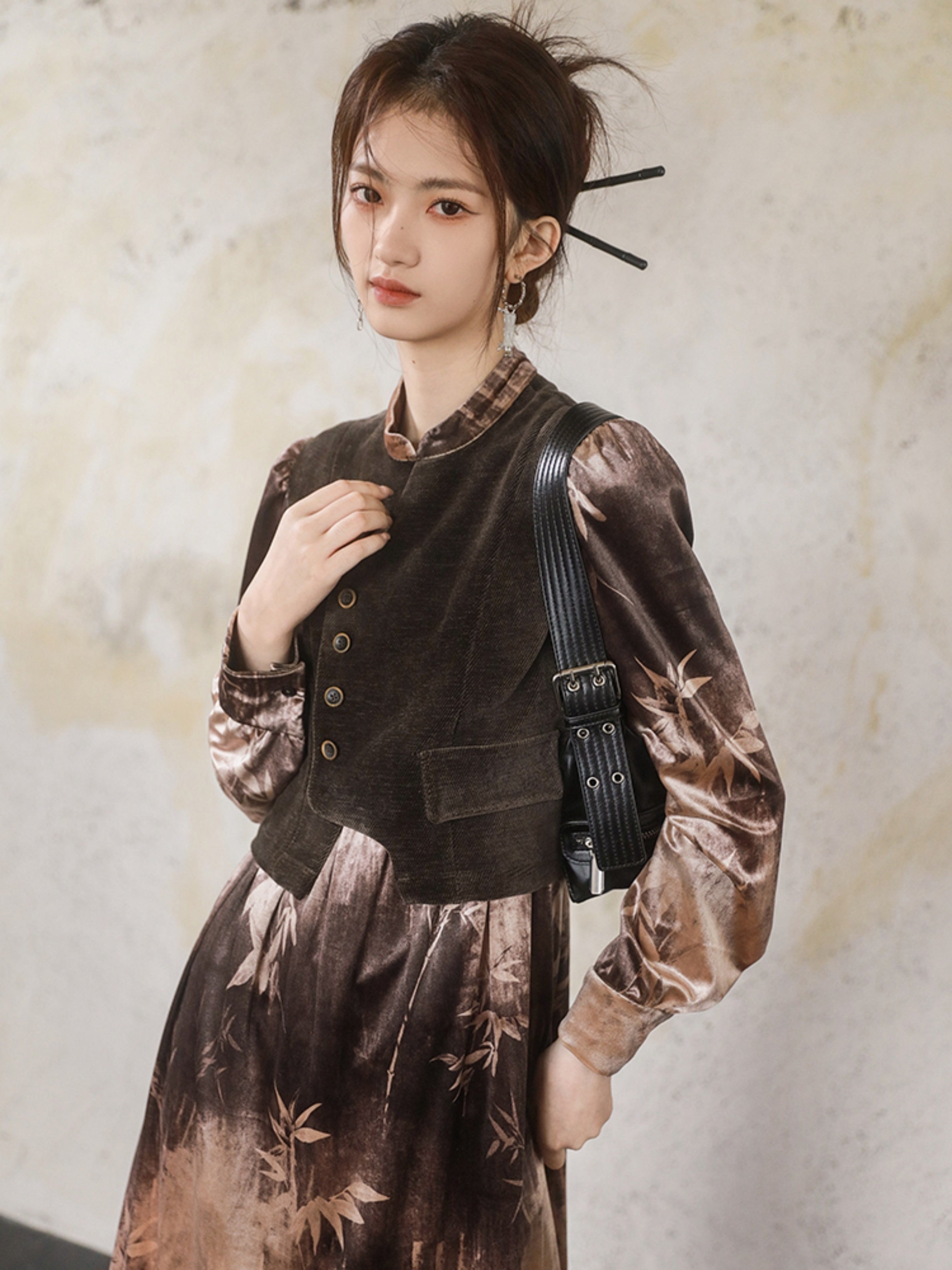 중국 스타일 가짜 트위 넥타이 넥타이 염색 드레스