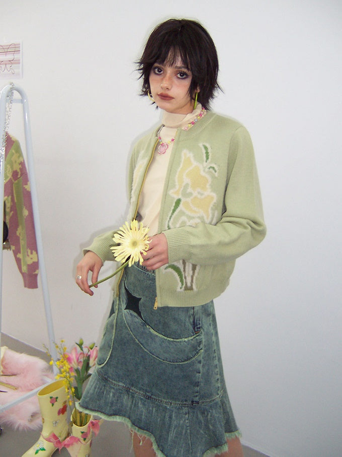 Cardigan jacquard lâche