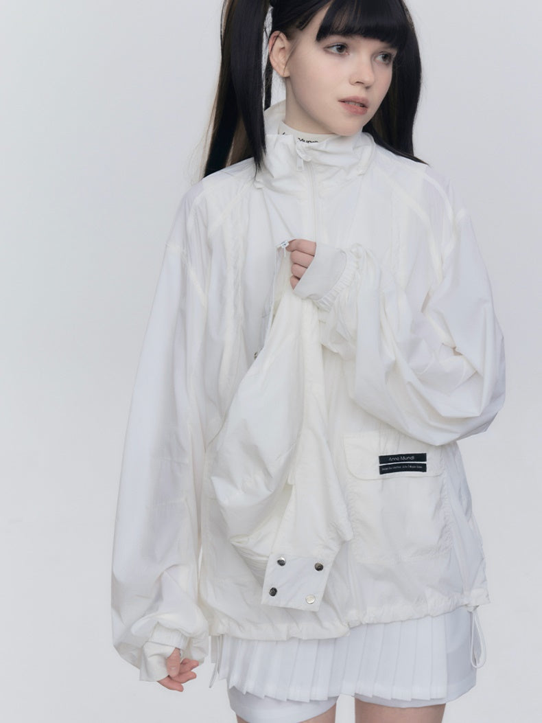 Sunscreen Stand Collar Jacket & Long Skirt