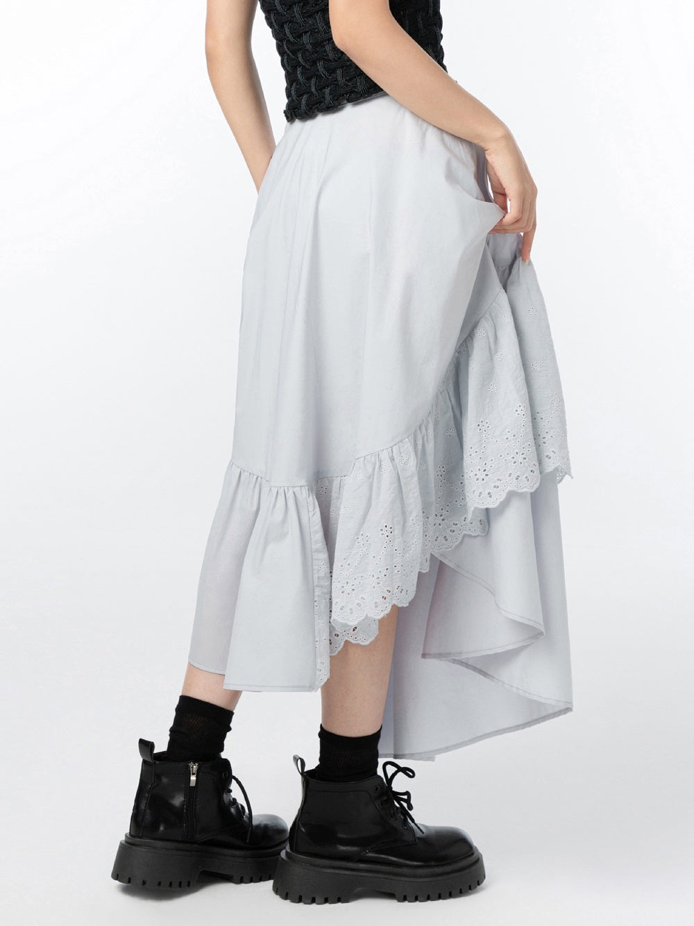 Dislocation Stitching Lace Skirt