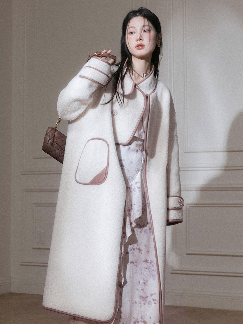 Piping Design Stand-Collar Long Coat