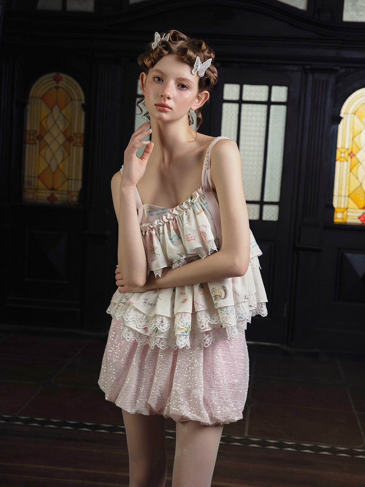 Printed Lace Stitch Cake Camisole