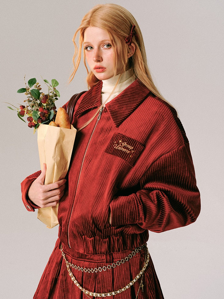 Samt Swing Top Blouson & Mini Faltenrock & langer Meerjungfrau -Rock