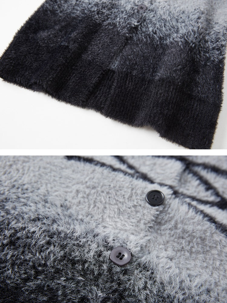 Drucken gedruckte Dachstrick -Strickjacke mit Ablaufbogen gedruckt